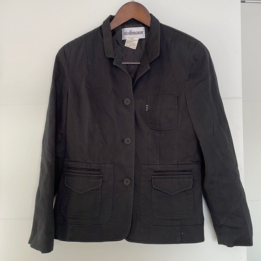Steilmann Black Fitted Blazer 100% Polyester Size 6